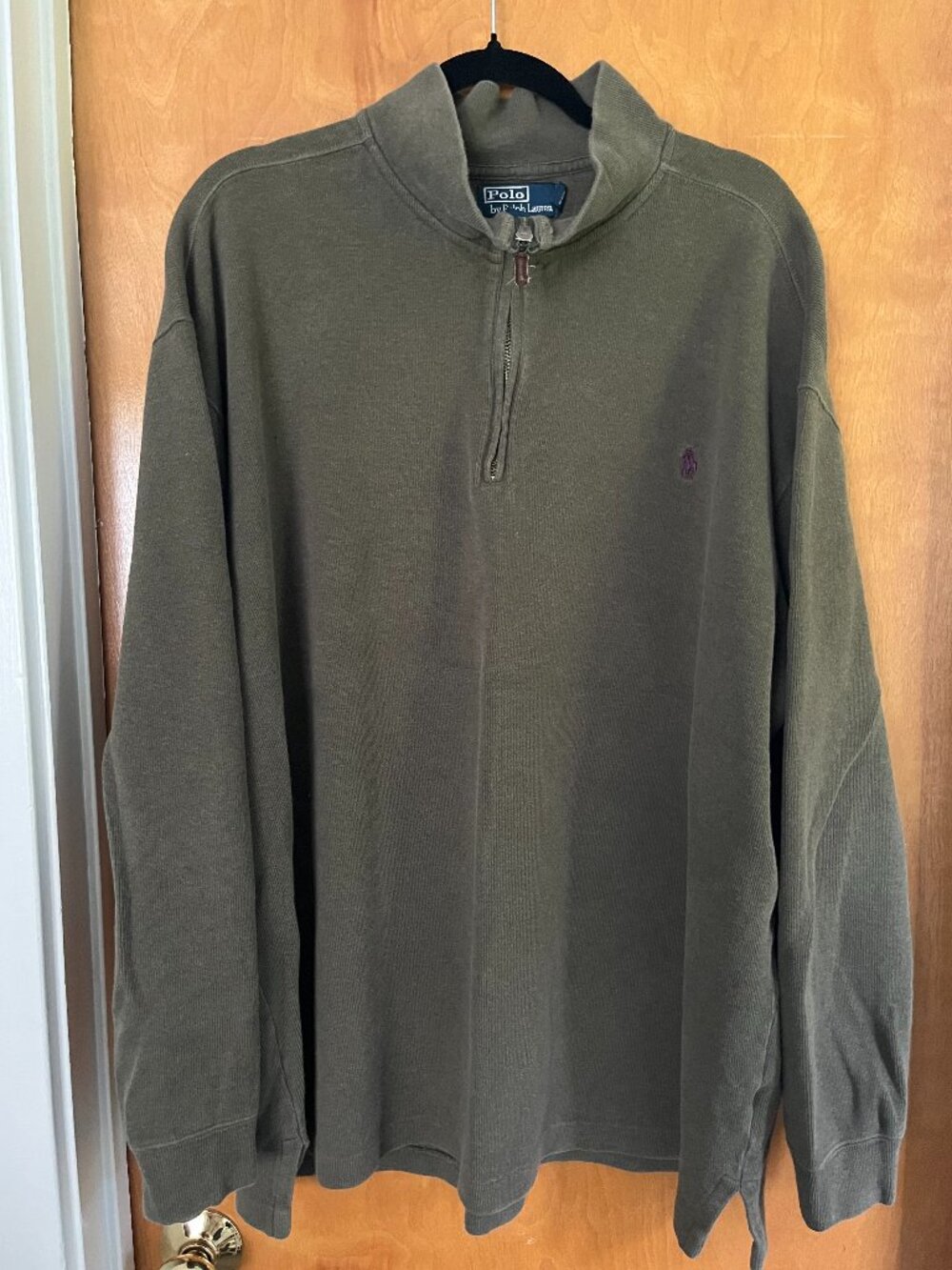 mens 1/4 zip Polo Ralph Lauren, olive green, 2XLT